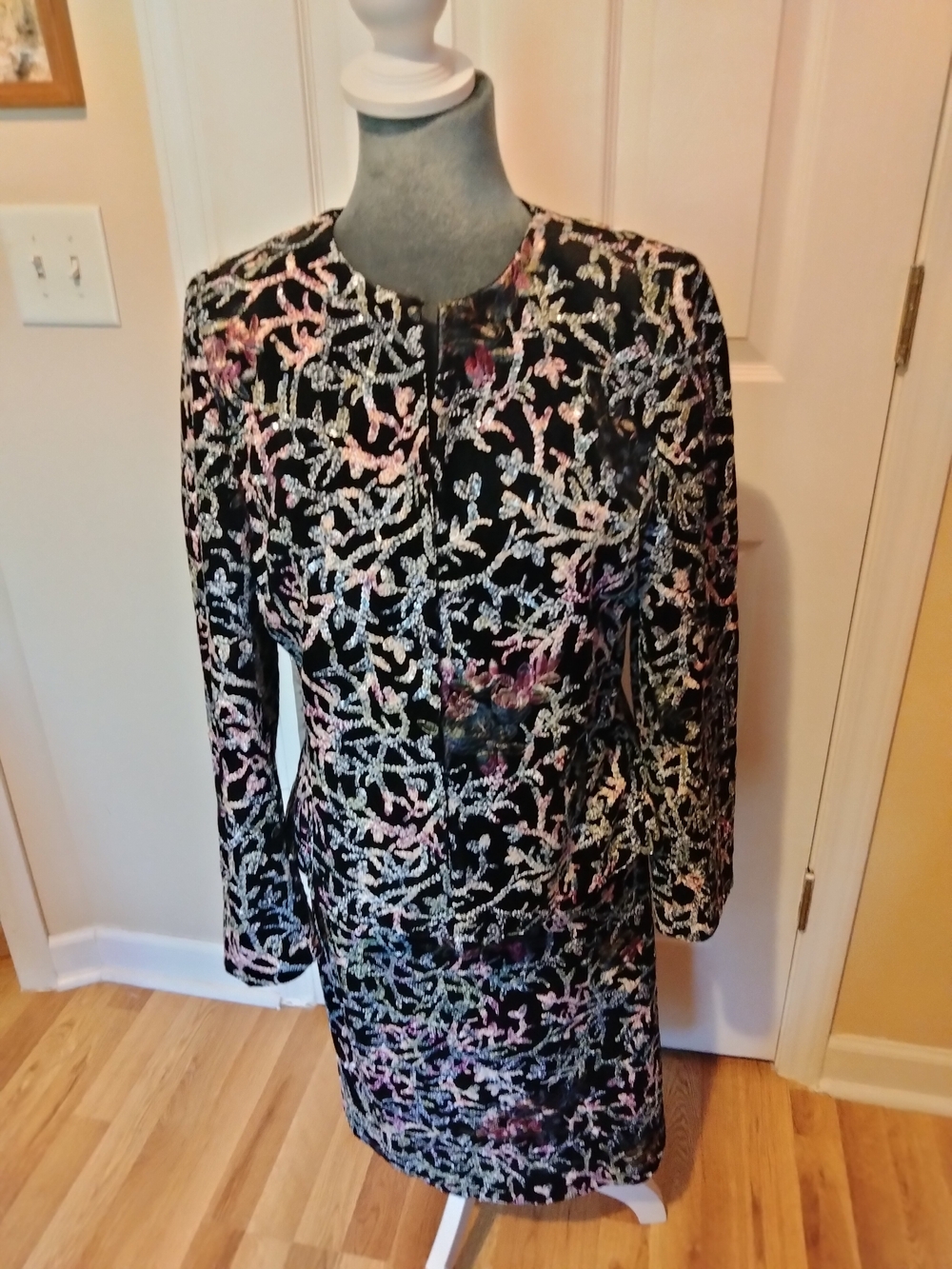 Black Embroidered Floral Blazer - Women's Tailored Jacket
